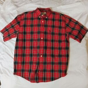 Eddie Bauer Red and Black Plaid Button Down Shirt